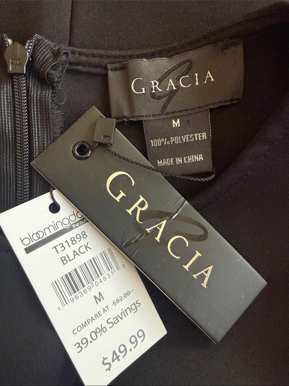 GRACIA 🖤 BLACK PEPLUM TIERED LONG-SLEEVE BLOUSE 🖤 SIZE MEDIUM 🌟NWT🌟 - Picture 14 of 17